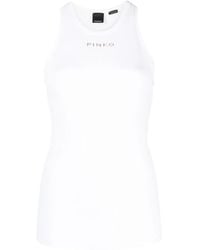 Pinko - Logo-Print Ribbed Tank Top - Lyst