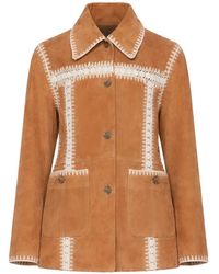 Sea - Irena Crochet-Detailing Suede Jacket - Lyst