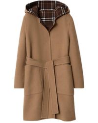 Burberry - Abrigo con cinturón y capucha - Lyst