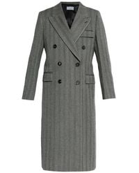 Ferragamo - Herringbone Double-Breasted Coat - Lyst