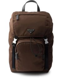 Prada - Re-Nylon And Saffiano Leather Backpack - Lyst