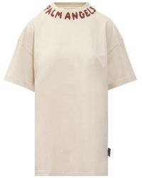 Palm Angels - Katoenen T-Shirt Met Logo - Lyst
