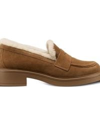 Stuart Weitzman - Celia Lite Penny Shearling Loafers - Lyst