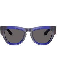 Burberry - Check-Pattern Square-Frame Sunglasses - Lyst