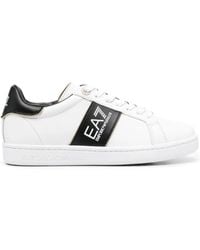 EA7 - Logo-print Leather Sneakers - Lyst