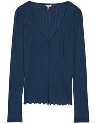 Eberjey - Pointelle-Knit Ruffled-Trim Top - Lyst