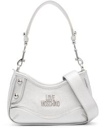 Love Moschino - Borsa a spalla metallizzata con logo - Lyst