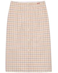 Prada - Checked Cotton Poplin Pencil Skirt - Lyst
