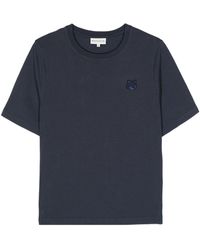 Maison Kitsuné - Fox-appliqué Cotton T-shirt - Lyst