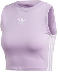 adidas - Striped-Detail Tank Top - Lyst