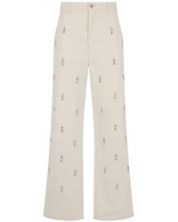 Des Phemmes - Wide-Leg Crystal-Embellished Trousers - Lyst
