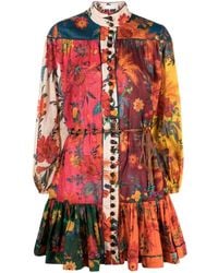 Zimmermann - Floral-print Belted Mini Dress - Lyst