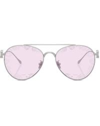 Giorgio Armani - Rose-Embellished Round Sunglasses - Lyst