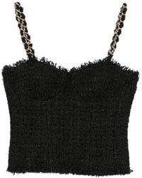 Balmain - Sleeveless Tweed Chain-Link Strap Top - Lyst