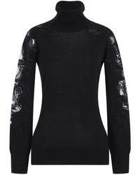 Ermanno Scervino - Lace-Insert Rhinestone-Embellished Sweater - Lyst