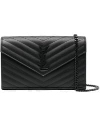Saint Laurent - Cassandre Leather Wallet On Chain - Lyst