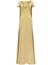 Gemy Maalouf - Robe À Col V Avec Cape Et Ornée De Perles - Lyst