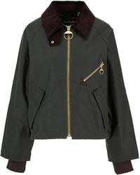 Barbour - Chaqueta con cremallera y cuello de pana - Lyst