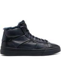 Santoni - Panelled High-top Leather Sneakers - Lyst