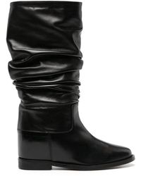 Via Roma 15 - Draped Leather Mid-calf Boots - Lyst
