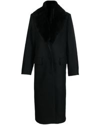 Totême - Detachable Shearling-collar Single-breasted Coat - Lyst
