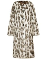 Dolce & Gabbana - レオパード エコファーコート - Lyst
