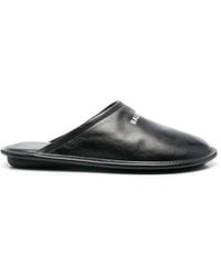 Balenciaga - Logo-Print Leather Slippers - Lyst
