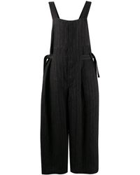Uma Wang Striped Wide-leg Linen Jumpsuit - Black