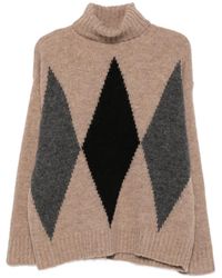 Jucca - Argyle Roll-Neck Sweater - Lyst