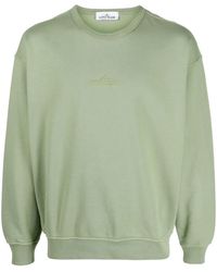 Stone Island - Embroidered-Logo Cotton Sweatshirt - Lyst