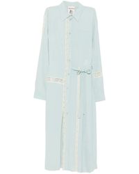 Semicouture - Lace-Trimmed Belted Shirt Dress - Lyst