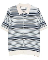 NN07 - Nolan 60019 Gestreept Gebreid Overhemd - Lyst