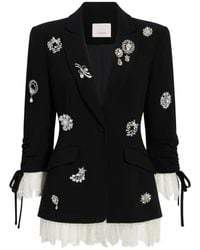 Cinq À Sept - Blazer Met Afwerking Van Kant En Kristallen Broche - Lyst