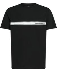 KARL LAGERFELD - Crewneck Striped Logo T-Shirt - Lyst
