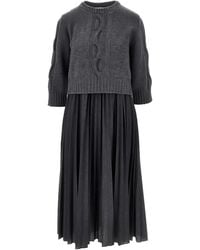 Weekend by Maxmara - Cable-Knit Pleated Maxi Dress - Lyst