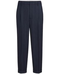 Brunello Cucinelli - Virgin-Wool Chalk-Stripe Trousers With Double Pleats - Lyst
