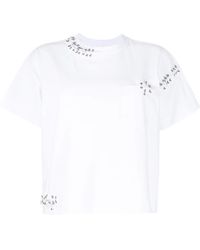 Sacai - Piercing Crew-Neck Cotton T-Shirt - Lyst