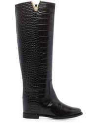 Via Roma 15 - Bottines À Vlogo À Embossage Façon Croco - Lyst
