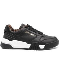Just Cavalli - Embossed-Logo Leather Sneakers - Lyst