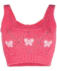 Alessandra Rich - Sleeveless Knitted Top - Lyst