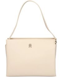 Tommy Hilfiger - Structured Leather Tote Bag - Lyst