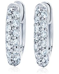 Kwiat - 18Kt Petite Moonlight Pavé Diamond Hoop Earrings - Lyst