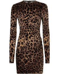 Dolce & Gabbana - Logo-plaque Leopard-print Dress - Lyst