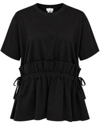 Noir Kei Ninomiya - T-Shirt Volanté À Lien De Resserrage - Lyst