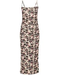 Nanushka - Midi-Jurk Met Bloemenprint - Lyst