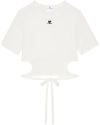 Courreges - Cropped T-Shirt With Cut-Out - Lyst