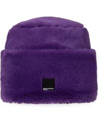 KARL LAGERFELD - Fold-Up Faux-Fur Beanie - Lyst