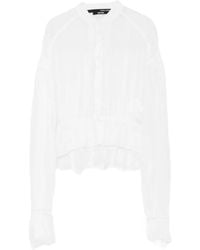 Isabel Benenato - Chemise Crop Ornée De Dentelle - Lyst