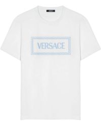 Versace - Logo-embroidered Cotton T-shirt - Lyst