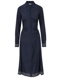 Veronica Beard - Polka-Dot Print Cinched-Waist Midi Dress - Lyst